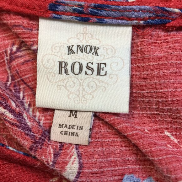 Knox Rose Blouse Tank Top Sz M Womans Red Blue Floral V-neck Sleeveless Stretch - Picture 7 of 10